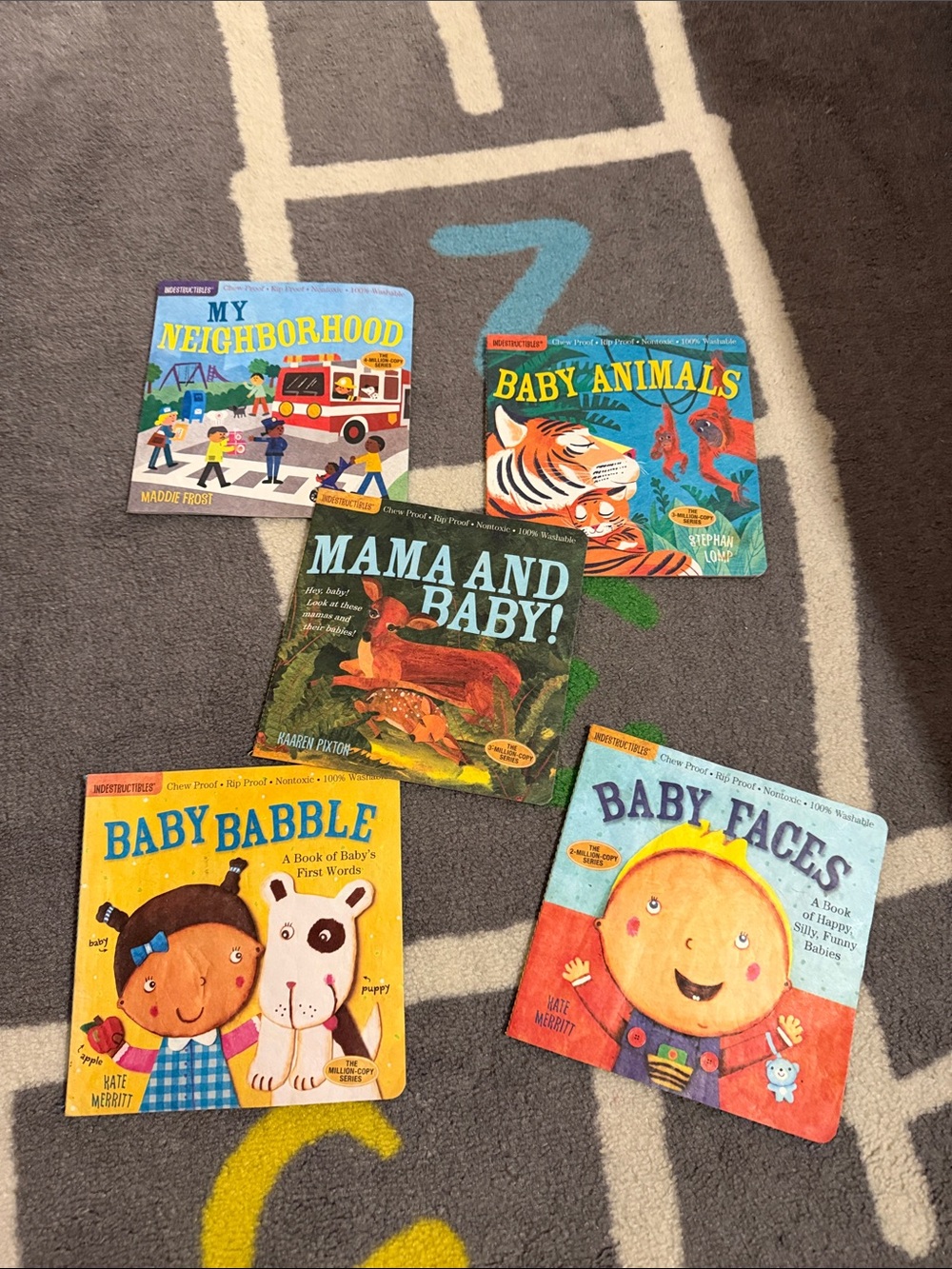 Children's Board Book Set - Bright Yellow, Blue, Green, Red, Teal Covers